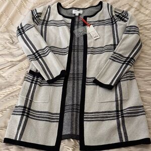 Elle Women's Black and White Plaid Car Coat